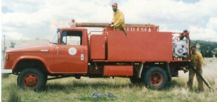 Learning to fight fires - 1982. Author on the pump at rear