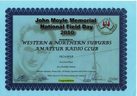 WANSARC JMFD 2010 Certificate